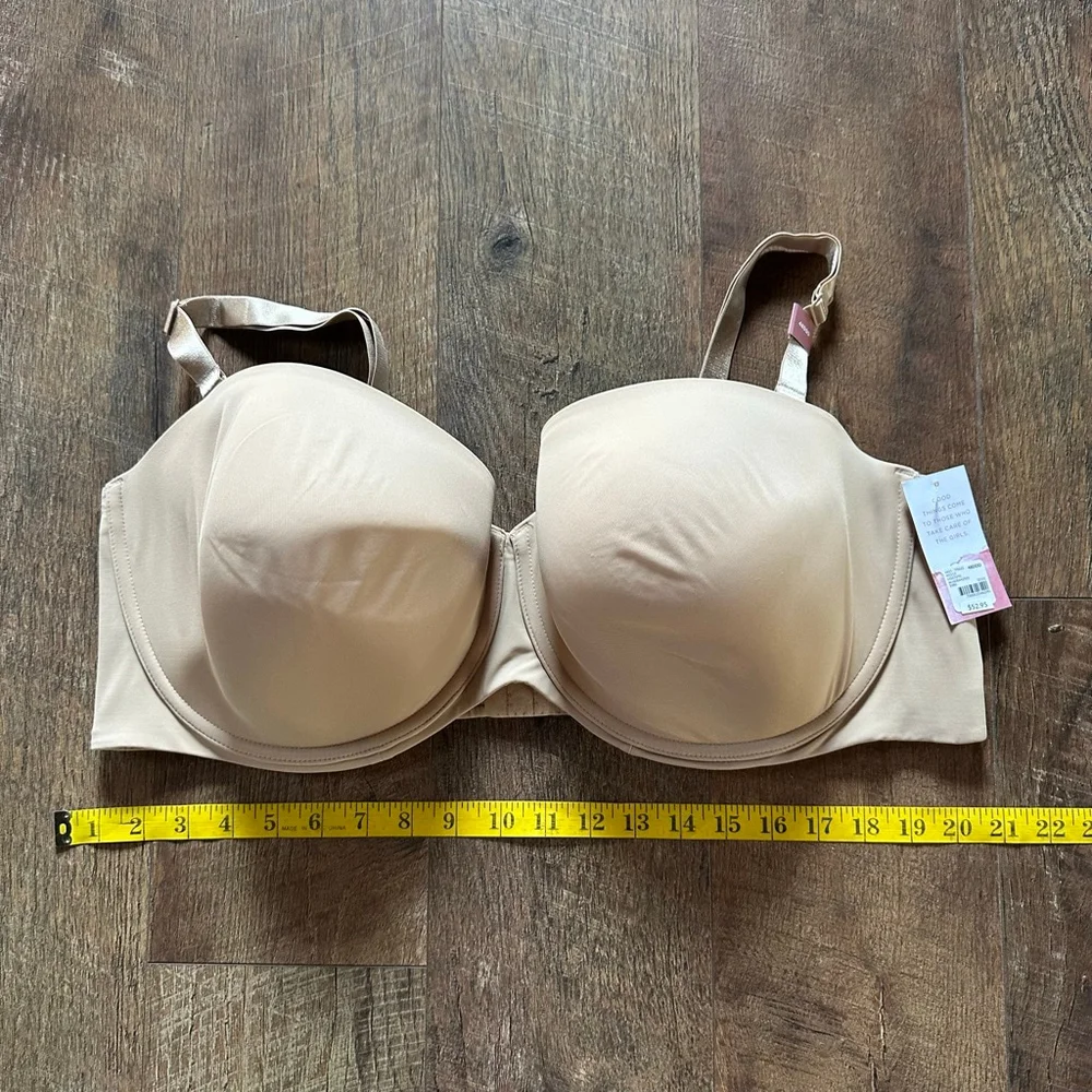 Women's Cacique Lightly Lined Multi-Way Strapless Bra 48DDD Beige